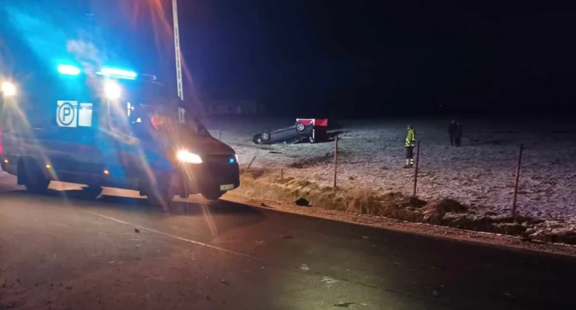 Tragedia w Chełmicy w Gminie Fabianki. Samochód osobowy wypadł z drogi i dachował. Nie żyje mężczyzna [ZDJĘCIA]