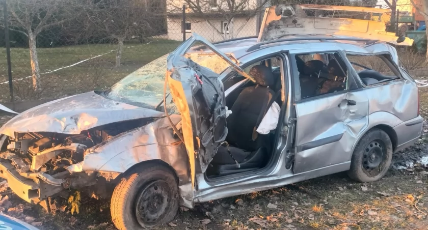 Uderzyła w zwierzę, uszkodziła ogrodzenie i kilkukrotnie dachowała [ZDJĘCIA]
