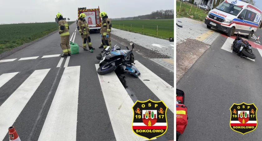 Wypadek z udziałem motocyklisty w Gminie Lubraniec. Kierujący Kawasaki przewieziony do szpitala
