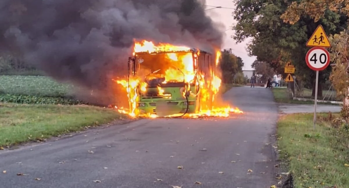 Pożar autobusu w powiecie włocławskim