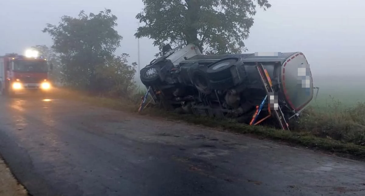 Ciężarowa scania uderzyła w drzewo [ZDJĘCIA]