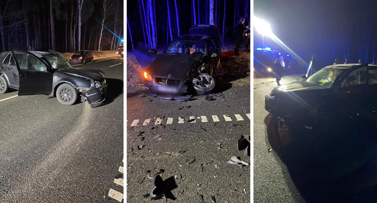 Groźny wypadek na DK91: BMW zderzyło się z Volkswagenem, wszyscy uczestnicy przewiezieni do szpitala [ZDJĘCIE]