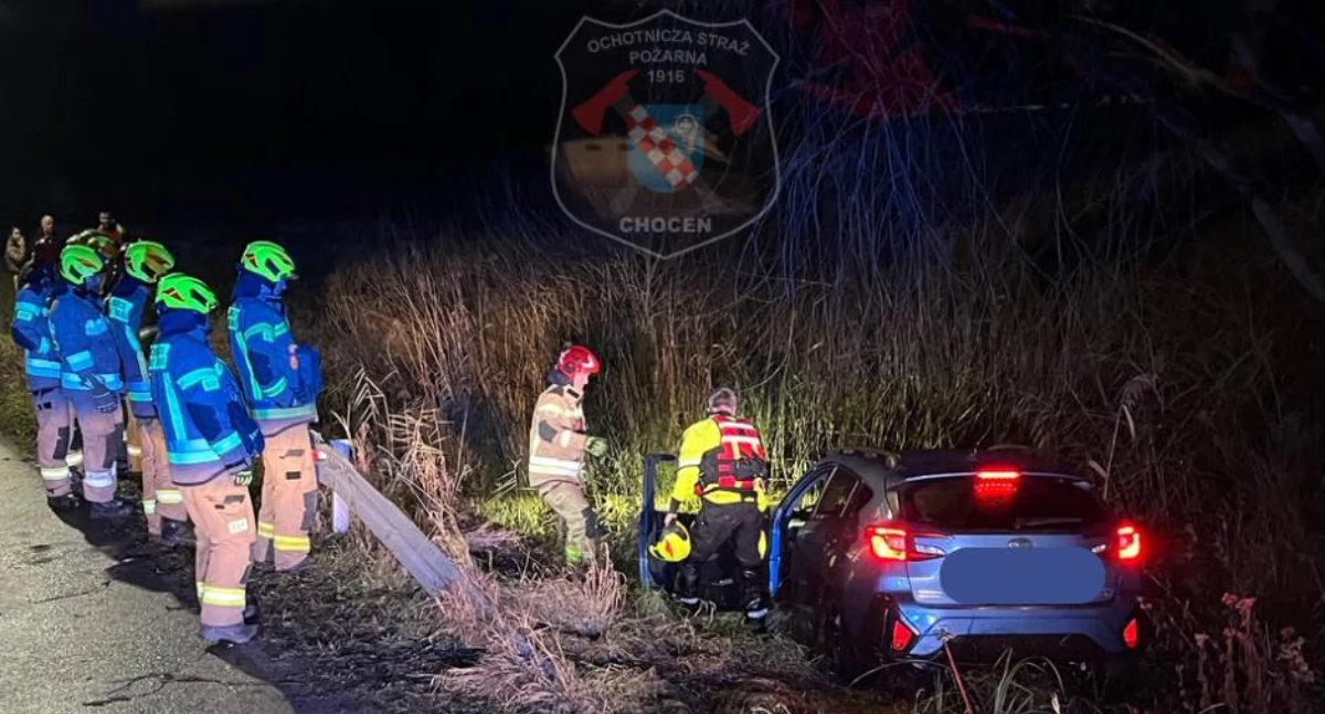 Wypadek w Siewiersku w Gminie Choceń: Samochód w rzece