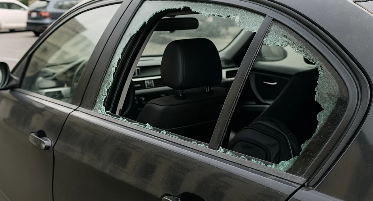 Kradzież w centrum Włocławka. Plecak zniknął, szyba wybita w BMW