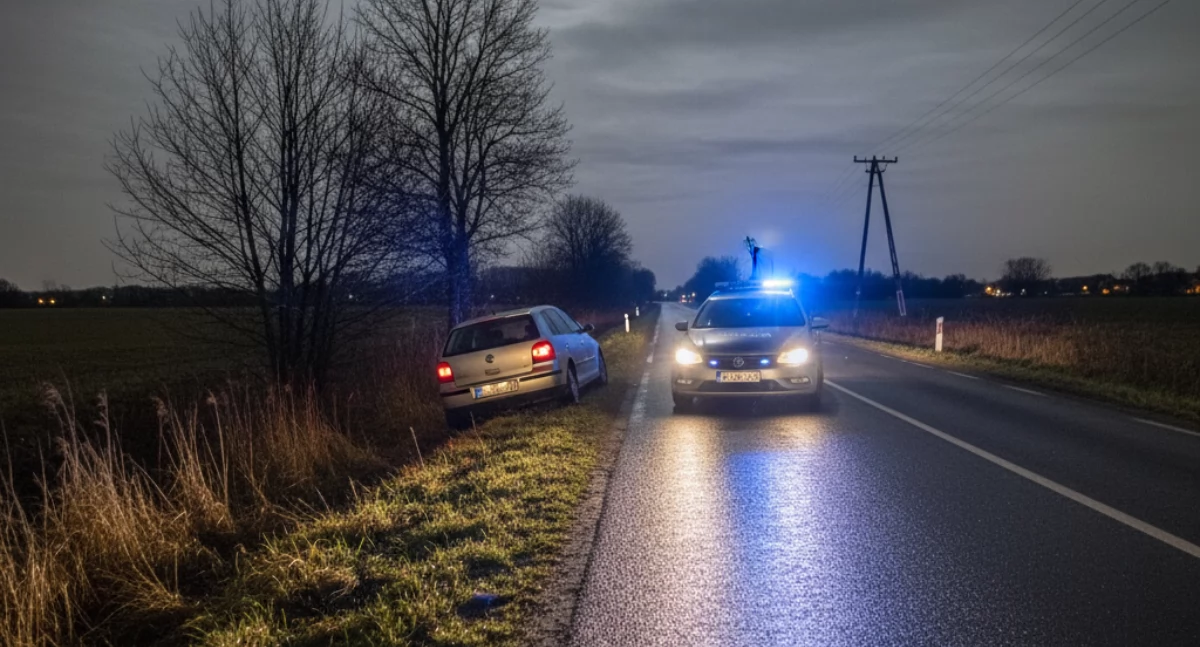 Pijany kierowca wjechał do rowu. Miał prawie dwa promile