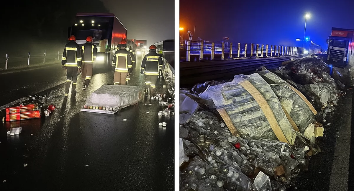 Autostrada A1 zalana zniczami. Kierowca tira stracił panowanie nad pojazdem [ZDJĘCIA]