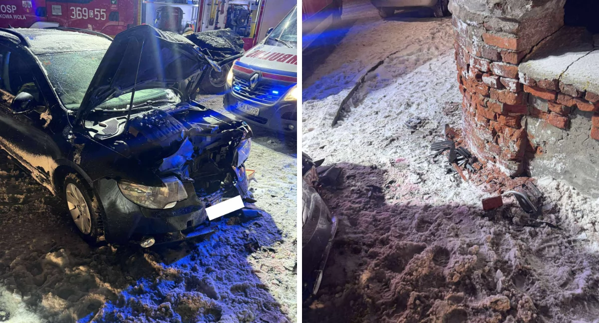 Skoda uderzyła w ogrodzenie cmentarza. 18-latek nie zapanował nad pojazdem