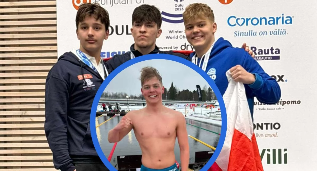 Uczeń włocławskiego Elektryka z medalem Mistrzostw Świata. Kacper Czerwiński pływał w lodowatej wodzie