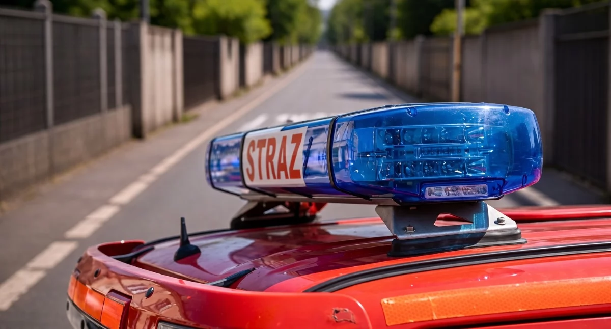 Samochód osobowy uderzył w słup energetyczny. Akcja straży pożarnej na ul. Skrajnej we Włocławku