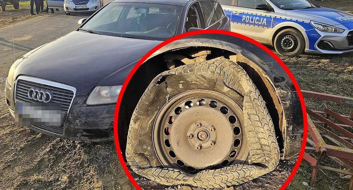 Pościg pod Lipnem jak z filmu. Kolczatka zatrzymała pijanego kierowcę