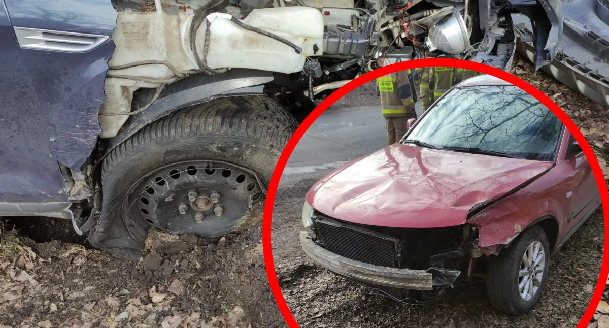 Zderzenie dwóch aut w Osięcinach. Ruch wahadłowy i akcja służb