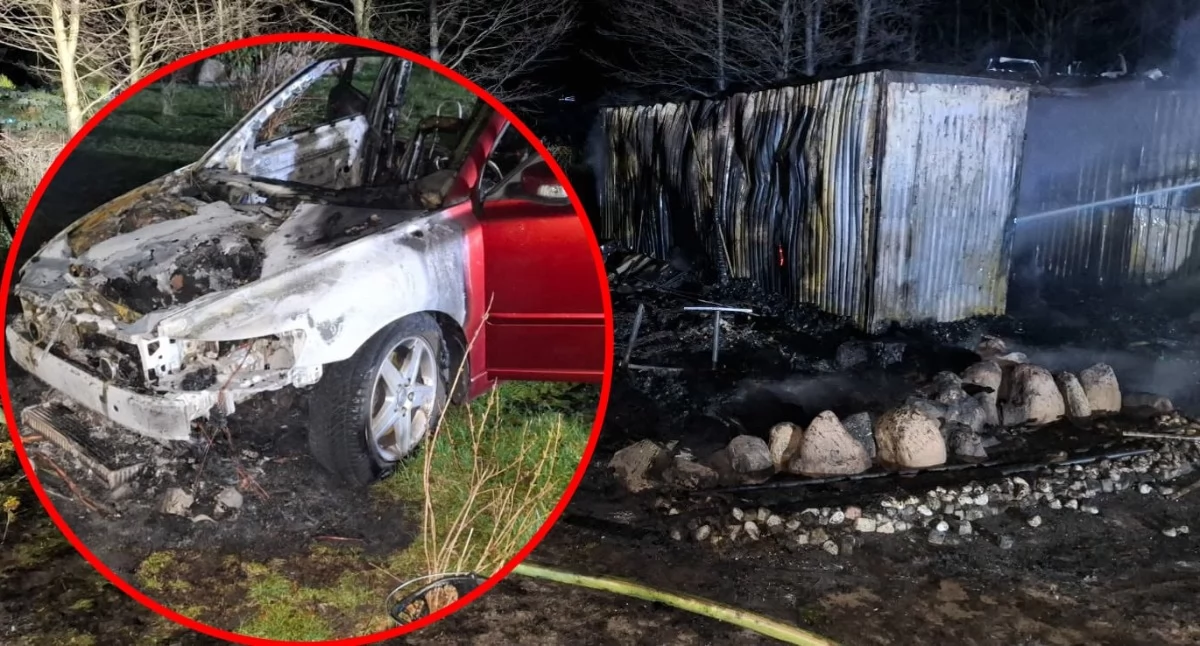 Pożar w Dębie Polskim. Spłonął domek letniskowy i samochód, 47-latek poparzony