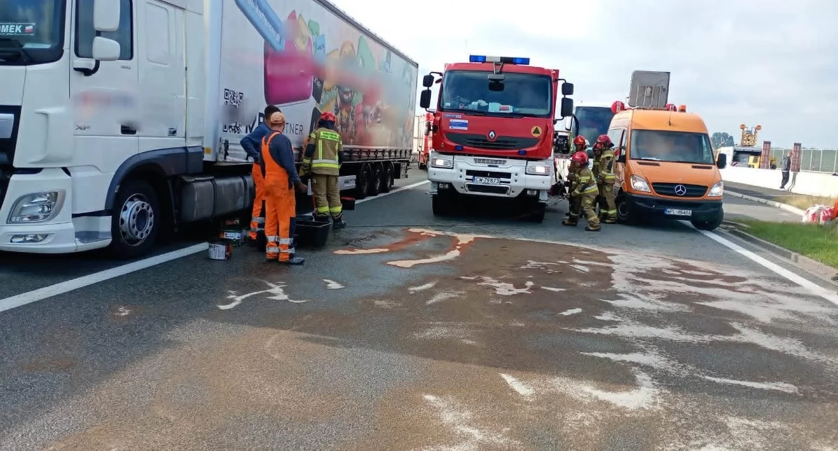 Wyciek paliwa na A1. Zablokowany kierunek w stronę Gdańska
