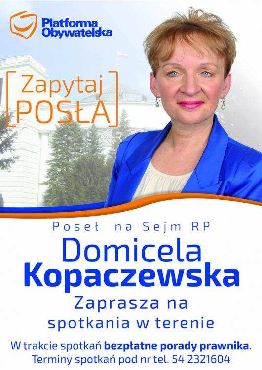 Poseł Domicela Kopaczewska zaprasza mieszkańców Kowala i Brześcia Kujawskiego