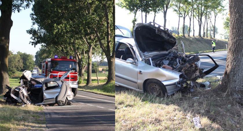 Śmiertelny wypadek pod Kruszwicą. Samochód uderzył w drzewo