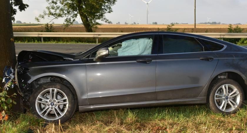 Wypadek w Skibinie. Samochód uderzył w drzewo. Pasażer w szpitalu