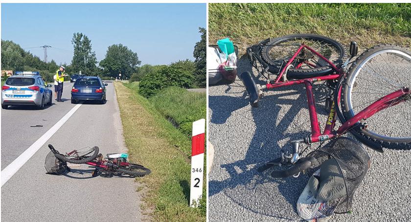 Wypadek z udziałem rowerzysty. Mężczyzna trafił do szpitala