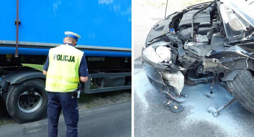 Wypadek w Bieganowie. Ford zderzył się z ciężarową Scanią [FOTO]