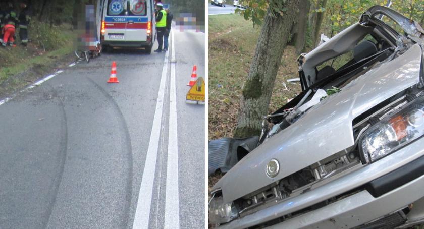 Wypadek we Włocławku. Samochód przewrócił się i uderzył w drzewo [ZDJĘCIA]