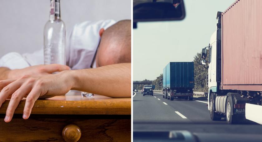 Groźnie na DK-91. Kierowca ciężarówki miał blisko 4 promile alkoholu. Strącił znak ...