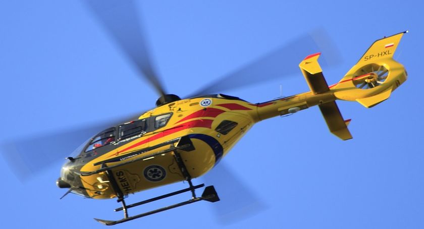 Wypadek w powiecie Aleksandrowskim. Rowerzysta przetransportowany helikopterem do szpitala