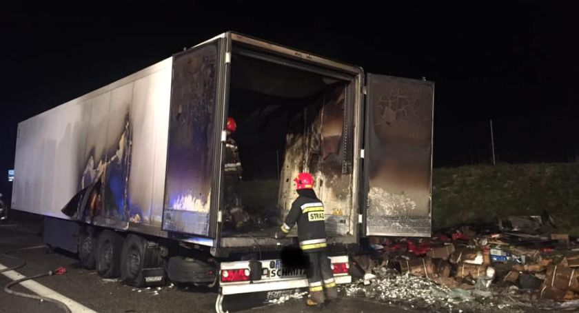 Pożar tira na A1 pod Włocławkiem