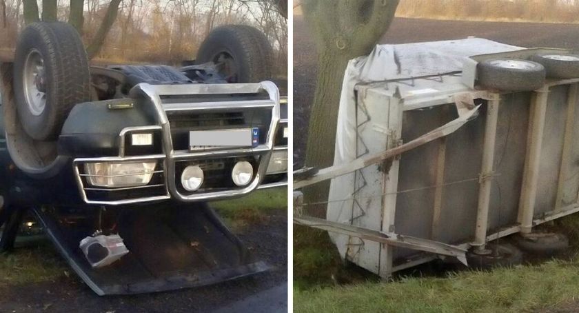 Dachowanie terenówki w Płowcach na drodze Włocławek – Radziejów [ZDJĘCIA]