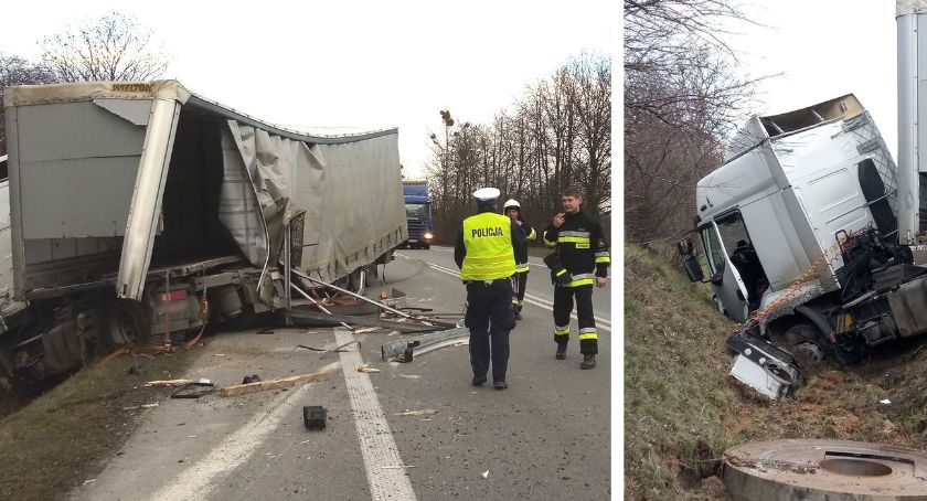 Tir zablokował przejazd na DK10. Nietrzeźwy kierowca wypadł z drogi