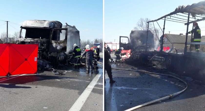 Tragedia w powiecie lipnowskim. Osobówka zderzyła się z ciężarówką. Samochody stanęły w płomieniach