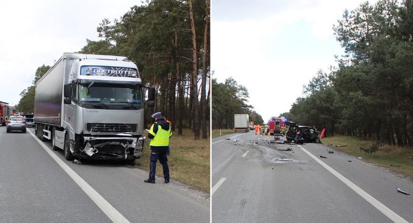 Tragedia pod Włocławkiem na DK 91. Nie żyje 32-latka. Czołowe zderzenie osobówki z ciężarówką