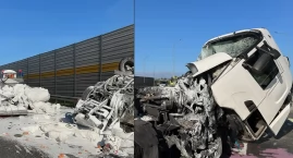 Ciężarówka staranowała pojazdy techniczne na A1. Dwi…