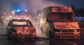 Dwa auta spłonęły, trzy uszkodzone. Włocławek znów w ogniu