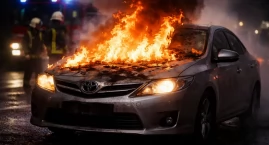 Płonęła toyota we Włocławku. Strażacy nie wykluczają&hellip;