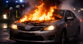 Płonęła toyota we Włocławku. Strażacy nie wykluczają&hellip;