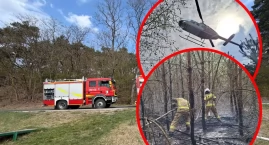 Pożar w lasach Nadleśnictwa Włocławek. W akcji śmigłowiec  samoloty gaśnicze typu dromader