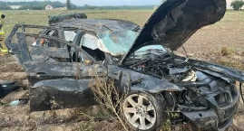 BMW wypadło z DK 91 i dachowało w powiecie włocławskim